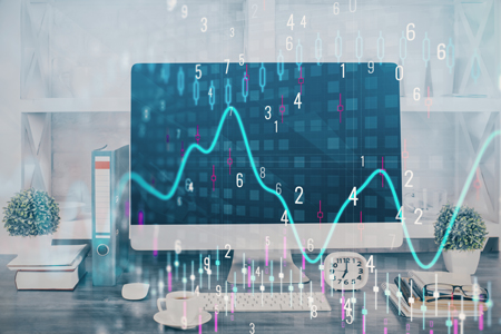 forex graph hologram table with computer